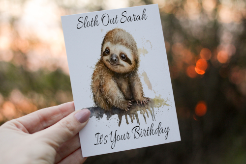 Sloth Out Birthday Card, Sloth Birthday Card, Card for Birthday